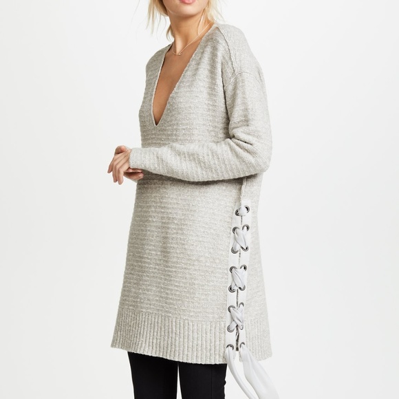 Grey Sweater Side Tie Dress 